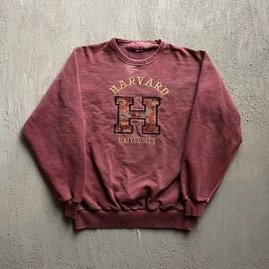 Vintage Harvard Paisley Patch Sweatshirt Mens XL Burgundy 90s Campus Crew
